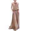 Elegant Halter Neck Two-Piece Long Dress - Spring/Summer 2026 Collection