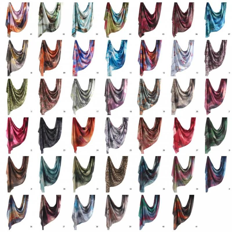 Silk Printed Scarf Wrap Shawl Ethnic Style Marble Lightweight Versatile Accessory Women