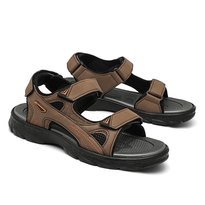 Fashion Men's Casual Summer New Style Genuine Leather Sandals With Non-Slip TPR Outsole Beef Tendon Breathable Beach Shoes