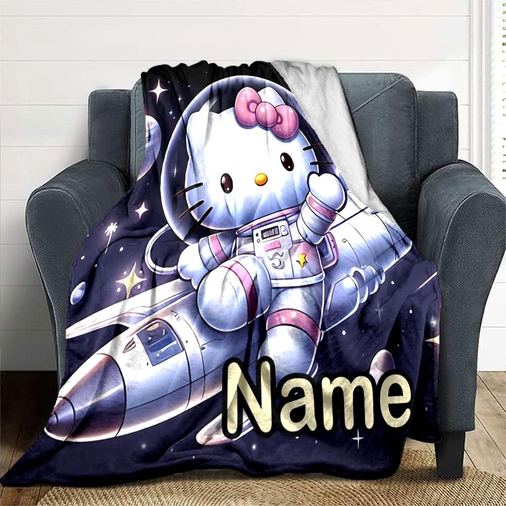 Customizable HelloKitty14 Throw Blanket – Personalized Name, All-Season Cozy Snug Blanket, Machine Washable, Personalized Blanket