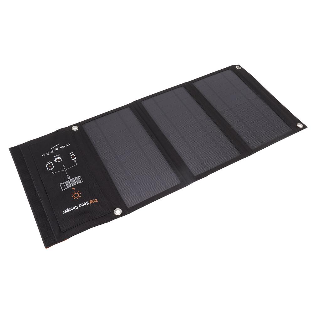 21W Foldable Solar Panel Charger Black Portable Solar Phone Charging Panels with Dual USB Port for Outdoor Hiking