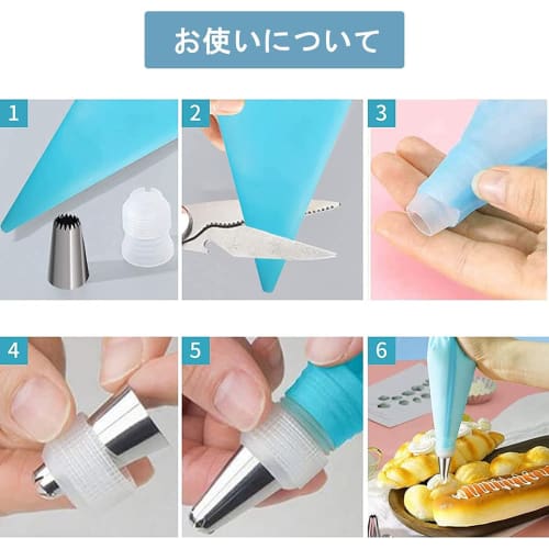 YFFSFDC Silicone Pastry Bags, 10-Piece Set (6 Tips + 3 Pastry Bags + 1 Piping), Flower Shape Maker, DIY Cake Baking Tools, Cookie Icing Decorating Too