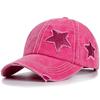 Foreign Trade New Pure Cotton Washed Ponytail Cracked Five-pointed Star Baseball Cap European/American Tide Curved Brim Ponytail Cap