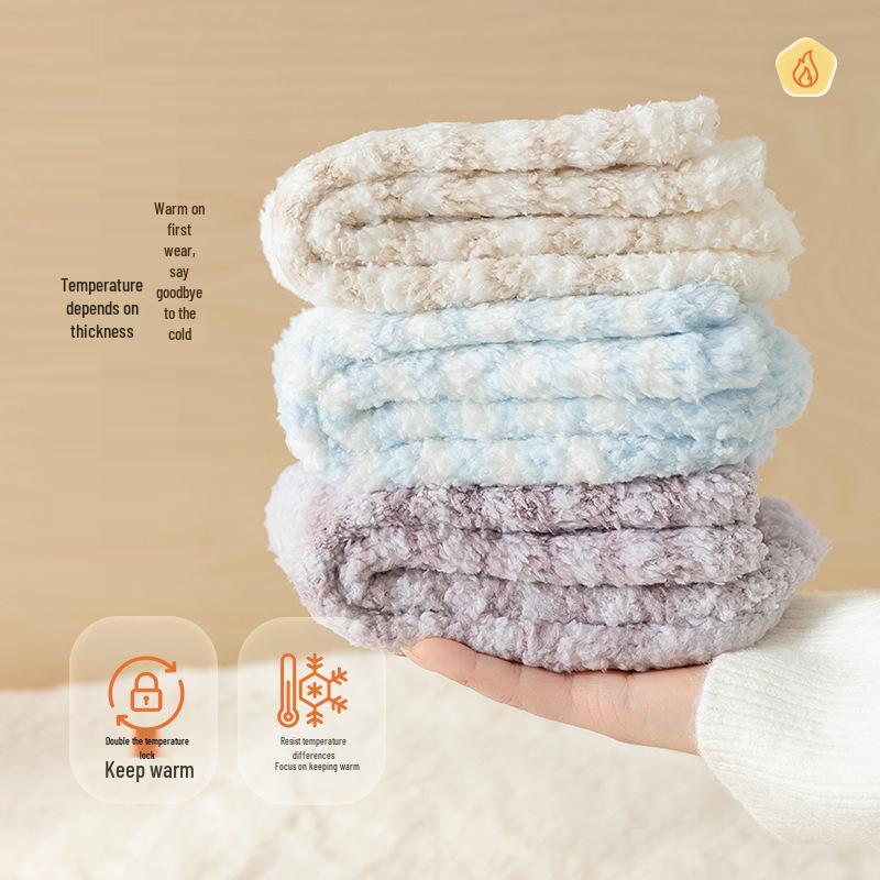 Women's Warm Fuzzy Mid-Calf Fleece Socks - Striped & Fluffy Japanese Style