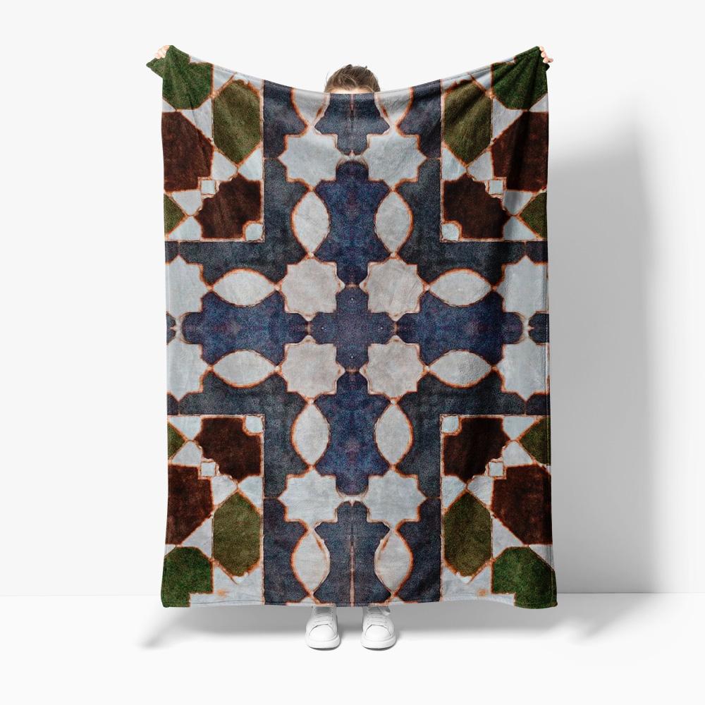 

Geometric Pattern Blanket Sofa Bed Throw Decorative Cotton Fleece Blanket for Living Room Bedroom Kids Teen Gift 75x100cm