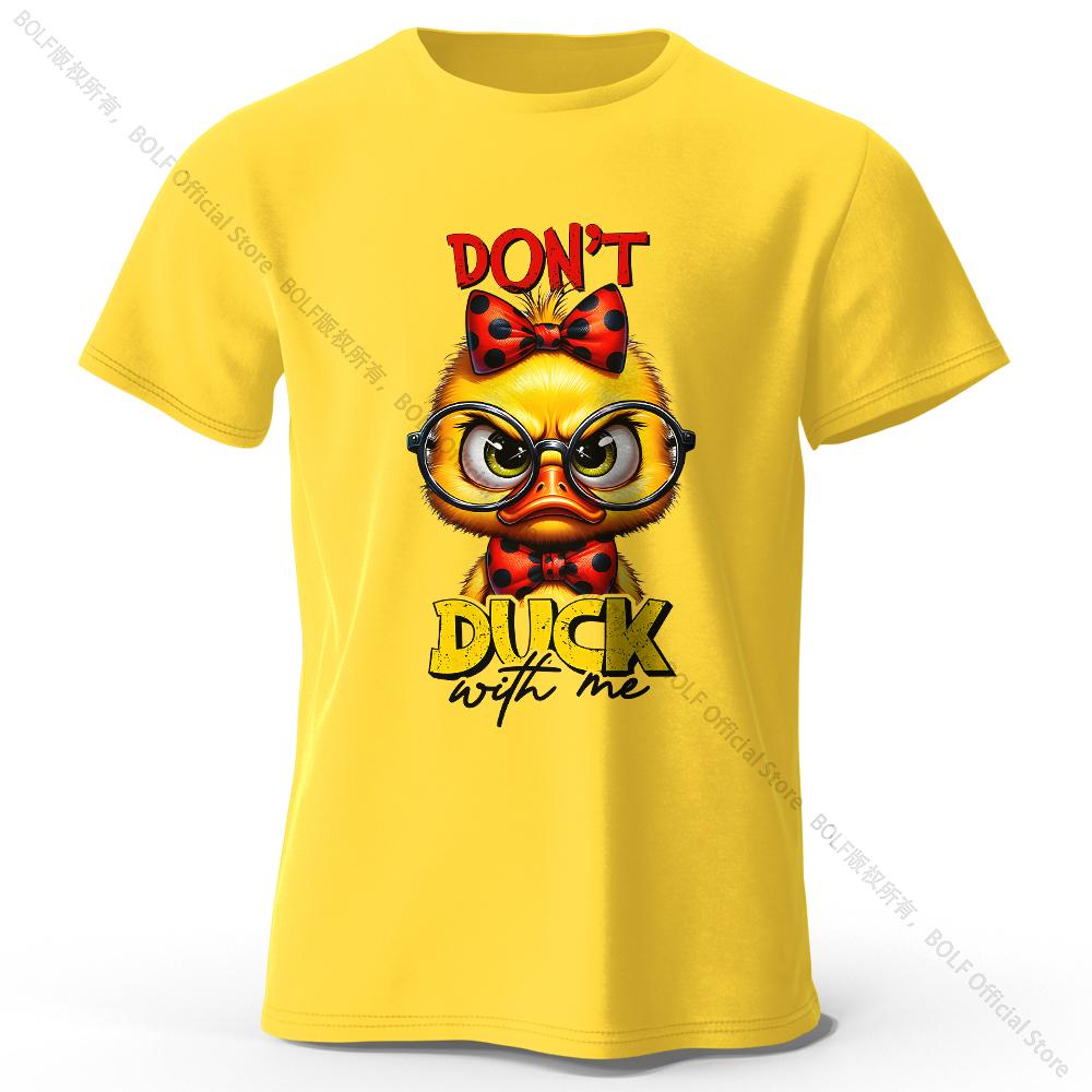 

Cartoon Duck Print 100% Cotton T-Shirt, Soft & Breathable Round Neck Short Sleeve Tee, Unisex Fun & Playful Style 4XL
