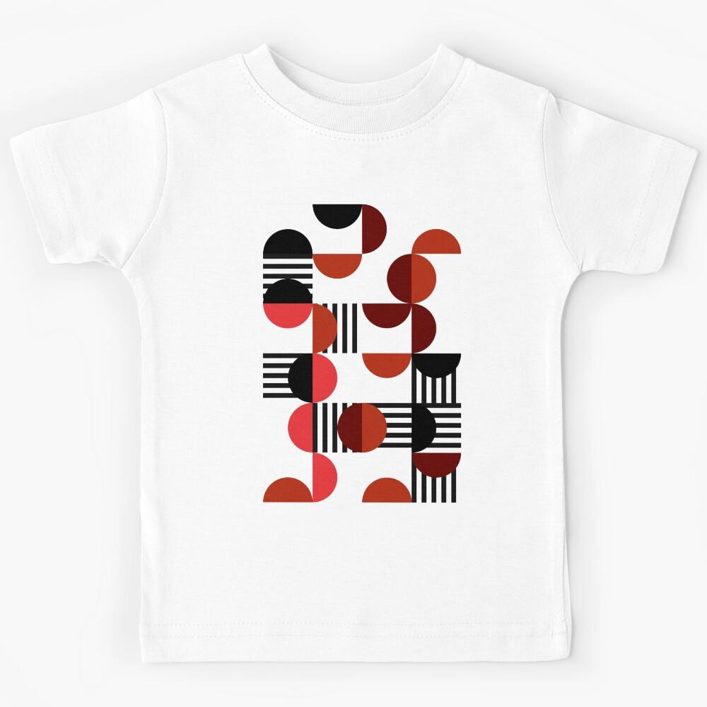 Red and Black Circle Pattern - Abstract Minimalist Design Kids T-Shirt 150