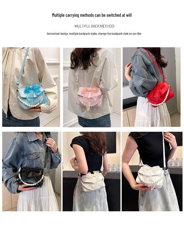 Versatile Bow Design Textured Underarm & Crossbody Bag