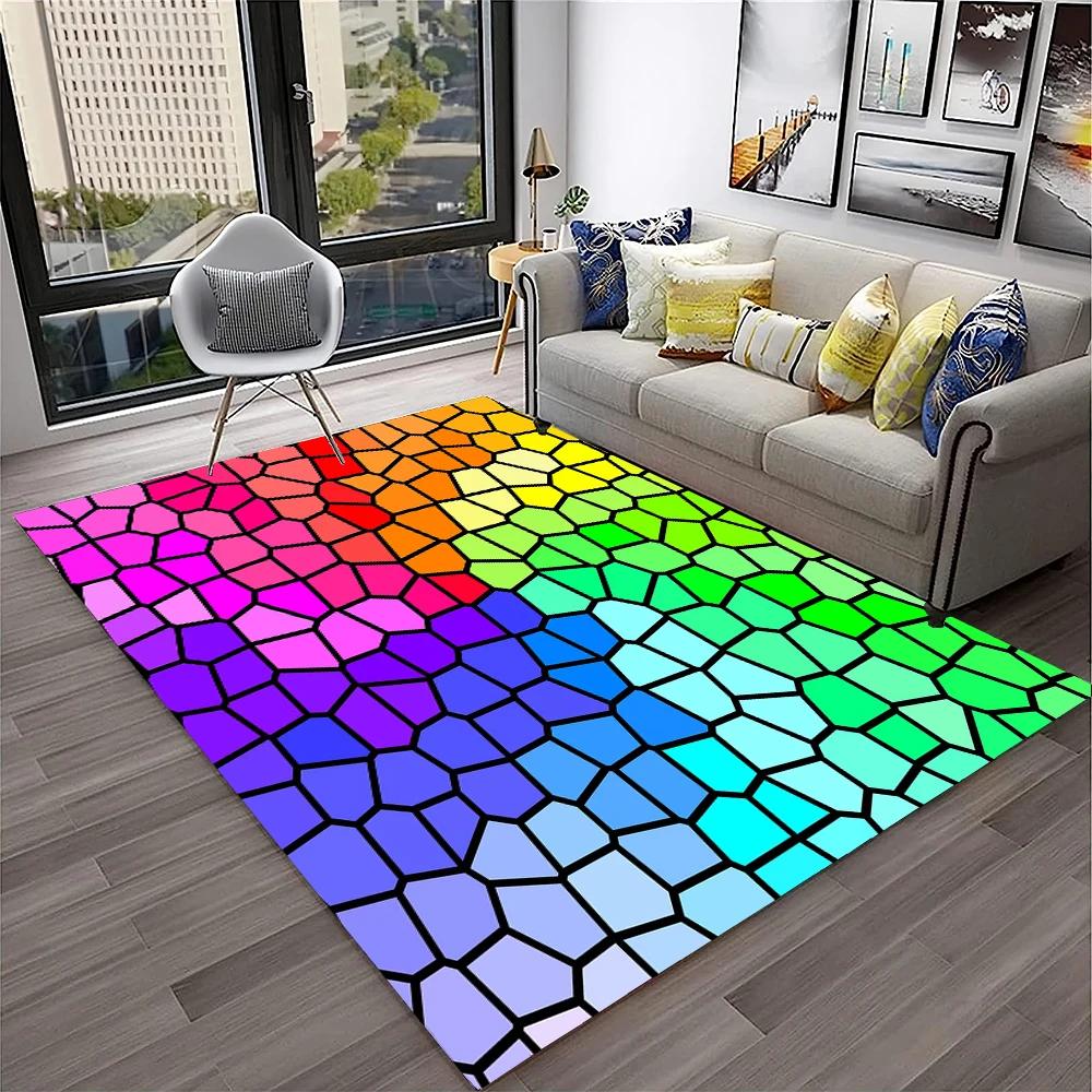 3D Colour Illusion Rainbow Vision HD Carpet Rug for Home Living Room Bedroom Sofa Doormat Decor,kids Area Rug Non-slip Floor Mat