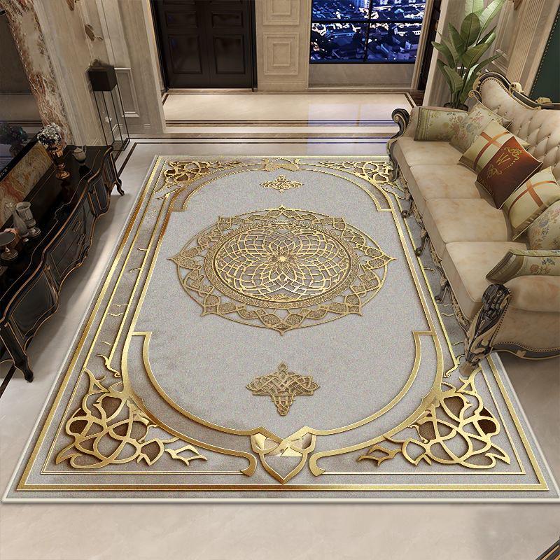 Golden Luxury Decoration Carpet Living Room European Style Large Area Rugs Sofa Area Coffee Tables Bedroom Non-slip Floor Mat
