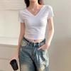 La Chapelle Women's V-Neck Cropped T-Shirt