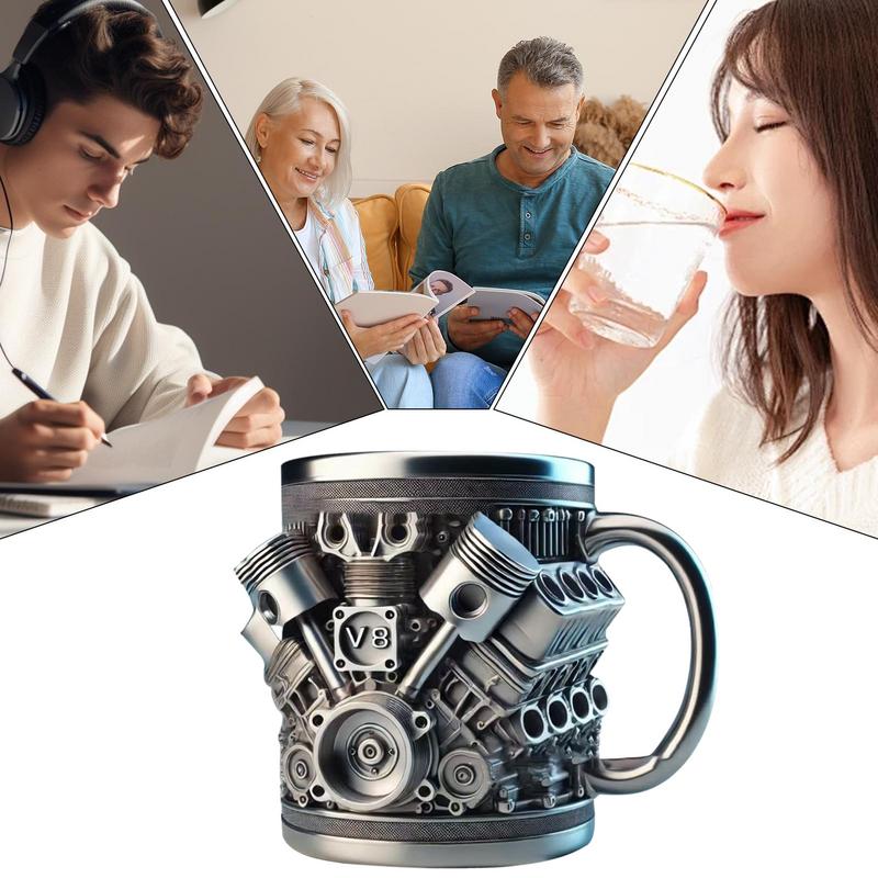 Engines Beer Mug Reusable Car Engines Cocktail Mug Funny Stein Drinkware Portable Home Aesthetic Decoration for Kitchen Living