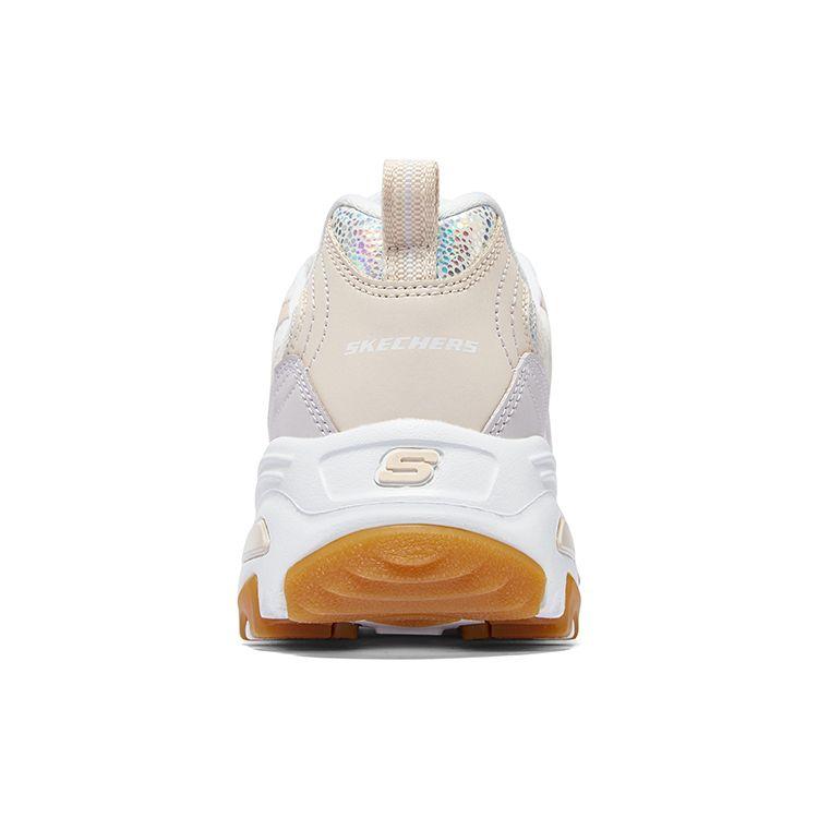 Skechers DLites 1.0 Mesh Plüschbär Bequem Vielseitig Täglich Niedrig geschnitten Papa Schuhe Damen Sneaker Beige 896148-NTMT