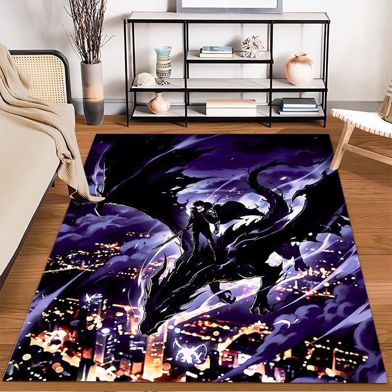 "Fantasy Dragon Night City Scene Carpet With Glowing Purple Light" Suitable for Use As an Anti-slip for Living Room Bedroom Sofas