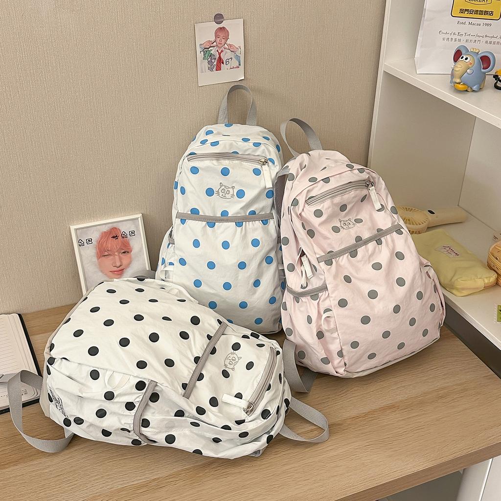 Schoolbag Polka Dot Cute Backpack Outdoor Ultra Light School Bag Travel Backpack Korean Sweet Backpack Student School Bag