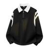 Men's New Style Lapel Cotton Hoodie Casual Jacket - Japanese Color Block Polo Shirt Style