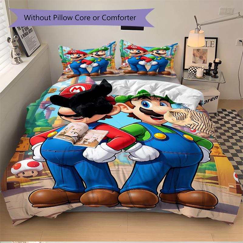 3pcs Super Mario Bedding Set. Soft and Comfortable with No Core Included (1x Duvet Cover + 2x Pillow Covers) Yy251010188
