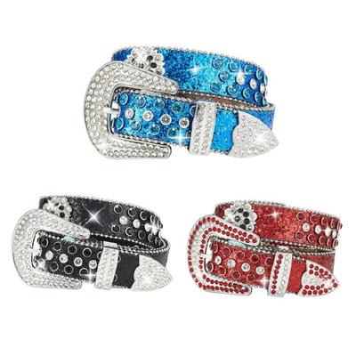 Rhinestones Sequined Belt for Adult Teens Street Wear Waistband for Pants Blingbling Waiststrap Rocker Waist Ornament