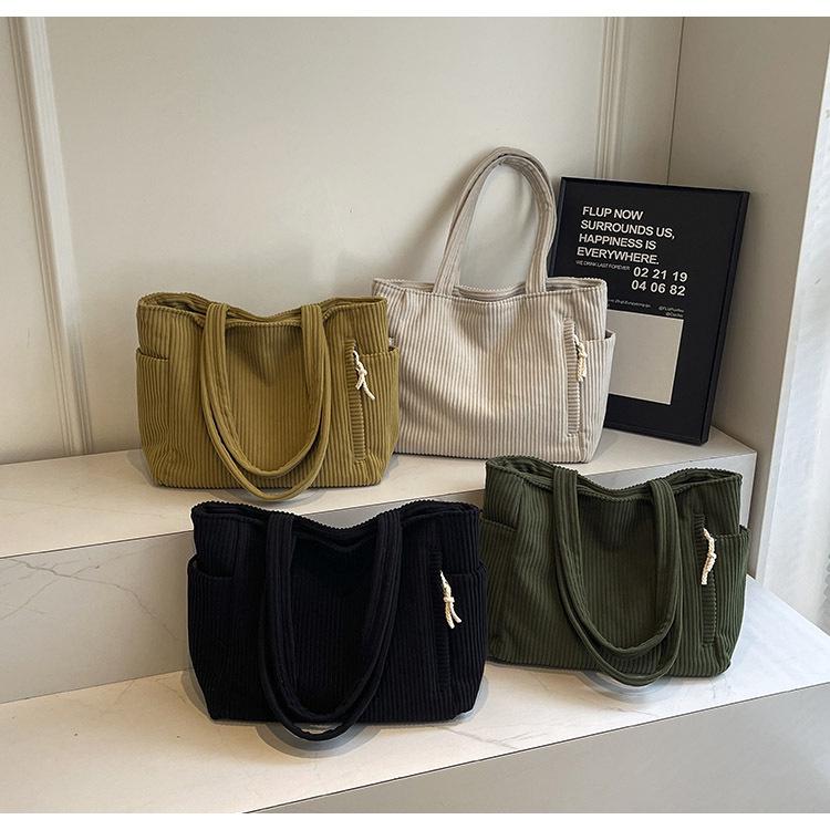 Women's Autumn 2025 Versatile Large Capacity Corduroy Shoulder Bag - Fashionable Commute & Casual Use