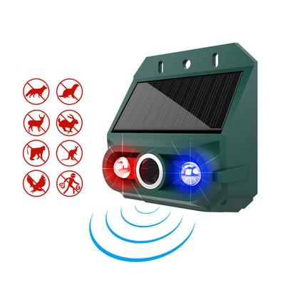 Solar Motion Sensor Alarm Animal Repeller with Strobe Light 129dB Siren 4 Modes IP55 Waterproof Security Device for