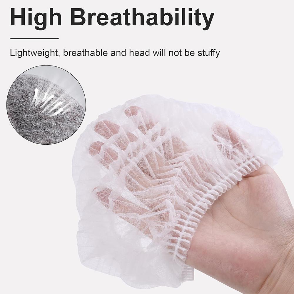 New 100pcs 21inch Disposable Bouffant Caps Hairnets for Food Service, Labs, Hospital