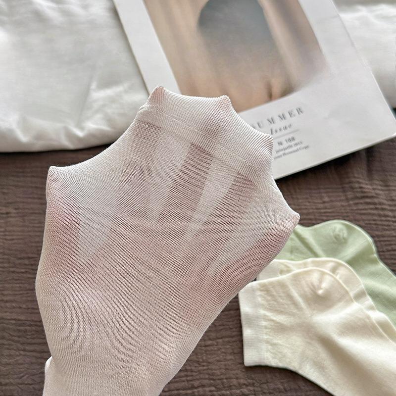 Women's Summer Solid-color Mulberry Silk Socks, Ice Socks, Short Socks, Versatile Postpartum Socks