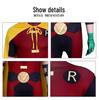 Teen Titans Robin Cosplay Costume Set with Batman Cape for Halloween or Stage Performances.