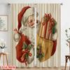 2pcs,2D Plane Printing Window Curtain Vintage Santa Claus Durable 100% Polyester Fabric (without Rod) Outdoor Decorations for