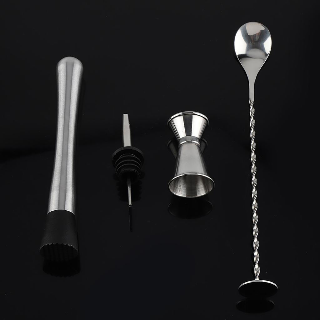 4pcs/ Set   Stainless Steel Drinking Cocktail Mixing Tool Set In Home Bar Party(A)