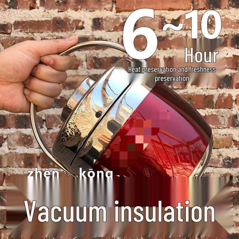 304 Stainless Steel Double-Layer Vacuum Bento Box with 8-Hour Heat Retention and Lifting Handle for Office Workers and Students