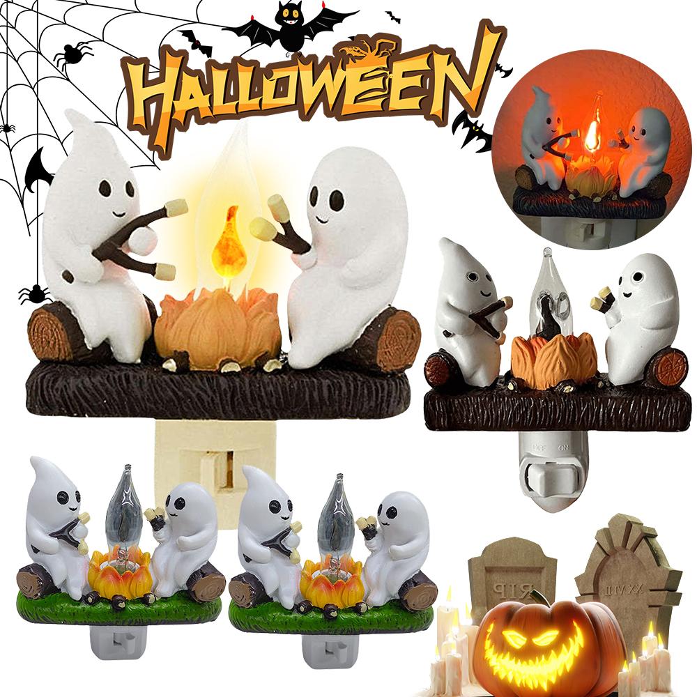Halloween Ghost Bonfire Twinkling Night Light 3D LED Campfire Night Light Halloween Interior Decoration Room Cute Decoration