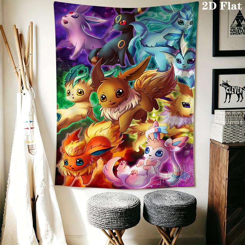 Pikachu Eevee Tapestry Wall Tapestry Fashion Print Background Cloth Wall Covering Decoration Homestay Soft Decoration Tapestry