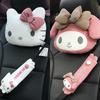 Hello Kitty Car Headrest Pillow Winter Warm Plush Doll Neck Lumbar Support Cushion Adjustable Car Seat Pillow Seat Belt Cover