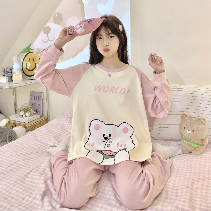 Pajamas Women's Spring and Fall Models of Long-Sleeved Pajamas Homewear Set of Girls Students Casual Pajamas Homewear