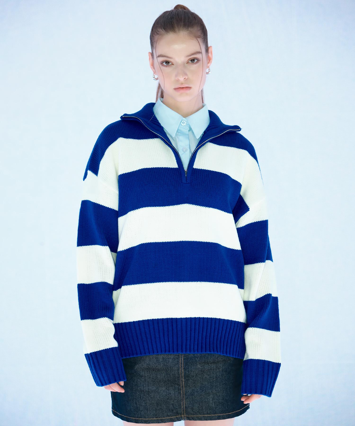 Bonchams 08 Striped Half Zip Knit B22Ft05Bl Xs