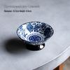 Zhishi Retro Blue and White Ceramic High-Footed Dessert Plate