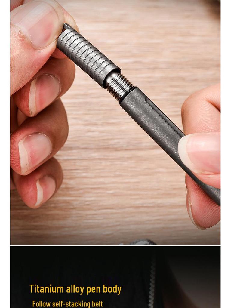 Pix Tactic EDC din Aliaj de Titan - Scurt cu Clip de Talie pentru Exterior, Stilou cu Bilă pentru Autoapărare, Unisex