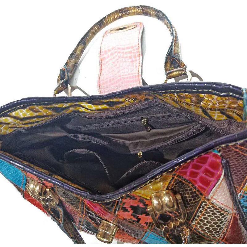 Women'S Bag Wind Tote Bag Snake Pattern Rhombus Sheepskin Shoulder Messenger Bag Large Capacity Bag Women