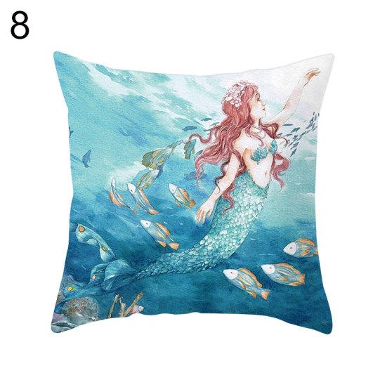Ocean Starfish Mermaids Sea Turtle Soft Cushion Cover Pillow Case Home Decor