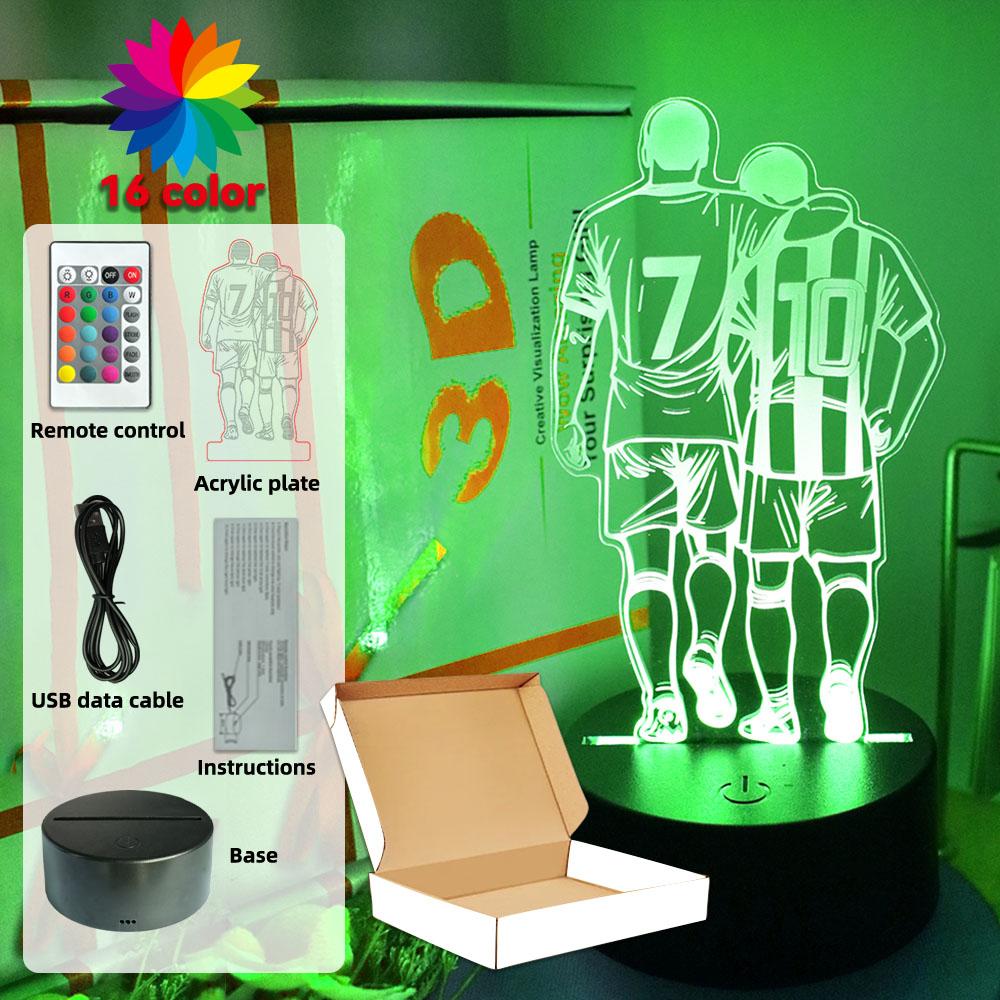 Football Player Night Light Touch Remote Control RGB LED Lamp Bedroom Decorate Novelty Creative Sports Theme Gift Boys Kids Fans