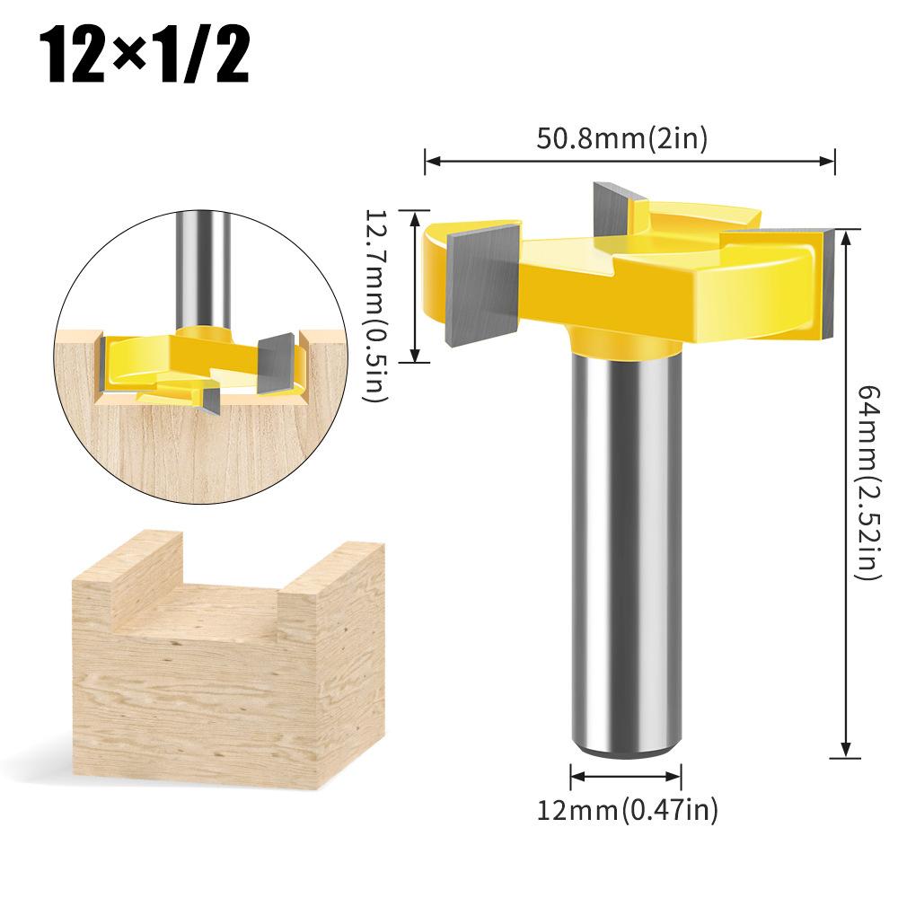 Three-blade T-type slotting knife T-type mortise and tenon knife engraving machine trimming machine head woodworking milling cutter alloy notch cutter