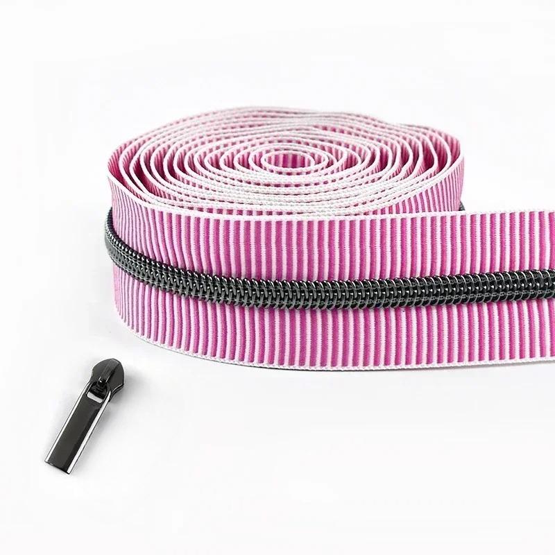 2-5Meters 5# Meetee Striped Nylon Zippers Tape for Sewing Plastic Roll Coil Zip By The Meter Zipper Closure Garment Accessories