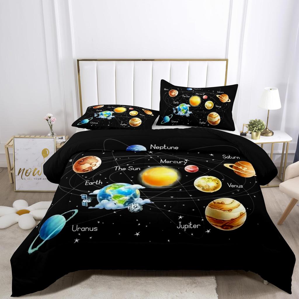 Cartoon Space Down Comforter Set Bedding Set Duvet Cover 3-piece Set