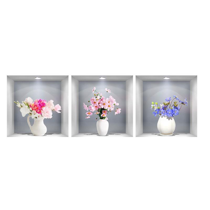 

3 шт./набор Домашний декор Акварельная наклейка на стену Самоклеящаяся 3D-симуляция Съемные наклейки на стену с цветочными горшками Наклейки с комнатными растениями 30*30cm*3pcs