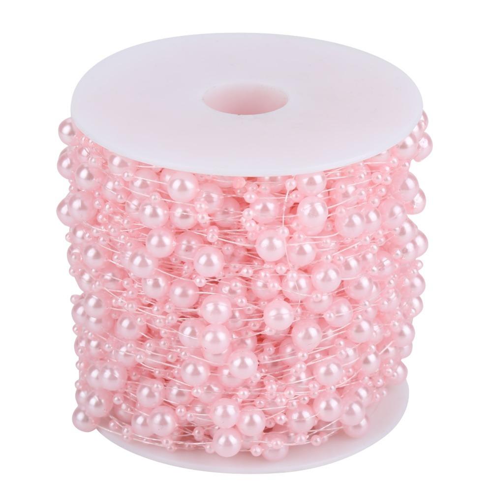 60m Roll Pearl Wire Beads 3mm+8mm Plastic Beads Pearl Bead String Pearl Garland String DIY Wedding Decoration