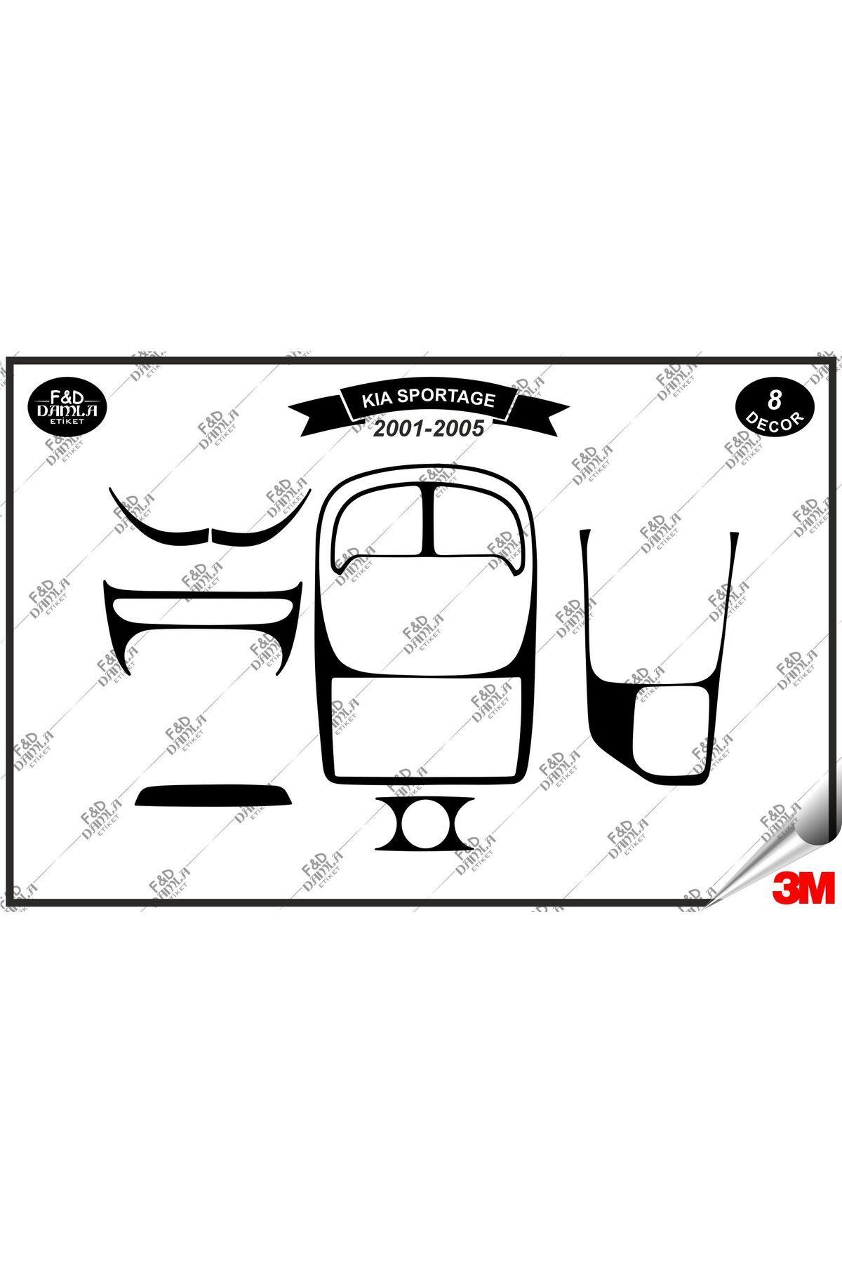 

Kia Sportage 2001- 2005 Torpido Konsol Trim Göğüs Maun Kaplama Set 8 Parça Siyah