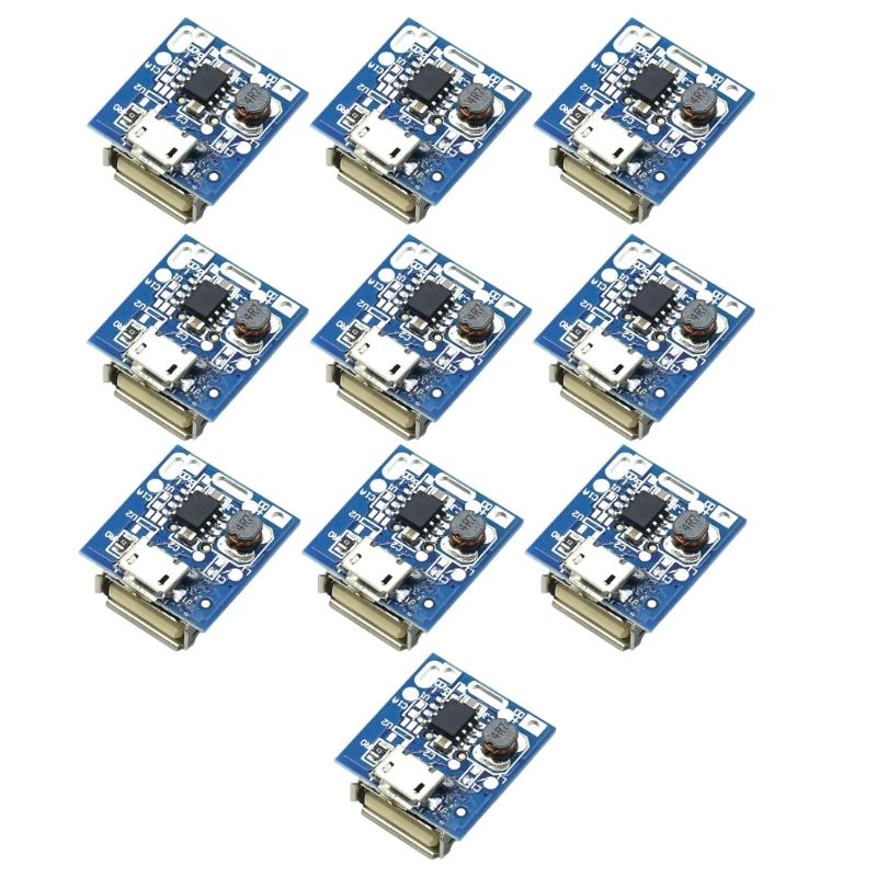 Pack of 10pcs 5V Step Up Board for Lithium Battery Charging Protections with Build-in Intelligent Temperature Control