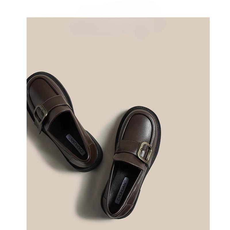 Authentische Leder-Loafer Damenschuhe Frühling Neue Slip-on-Pumps mit weicher Sohle Lederschuhe im britischen Stil Mary Jane-Schuhe