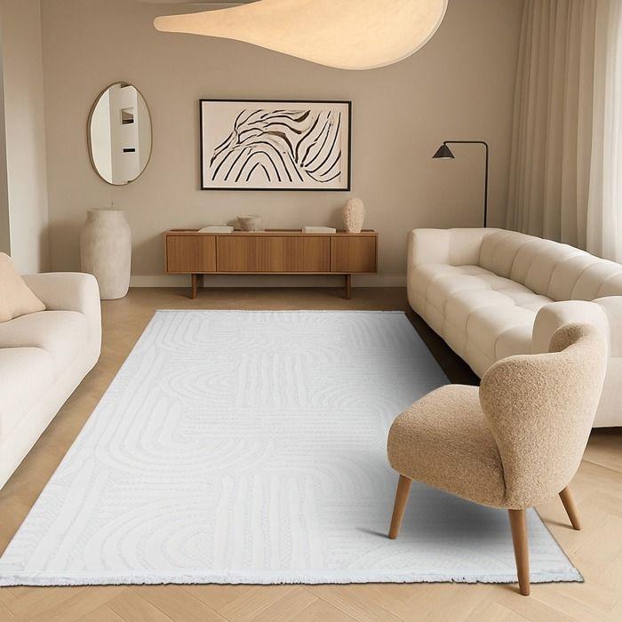 Modern Cream Rug with Geometric Patterns 160x230