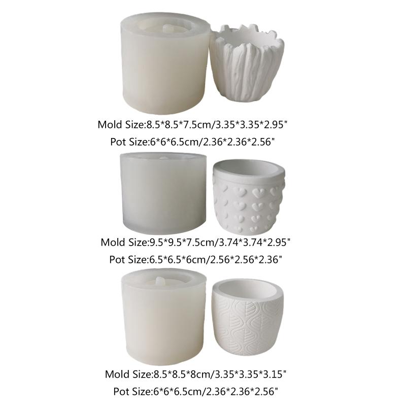 Love Hearts Leaves Succulents Pot Resin Silicone Mold Suitable for Diy Garden Concrete Flower Pot Candle Holder Crafts